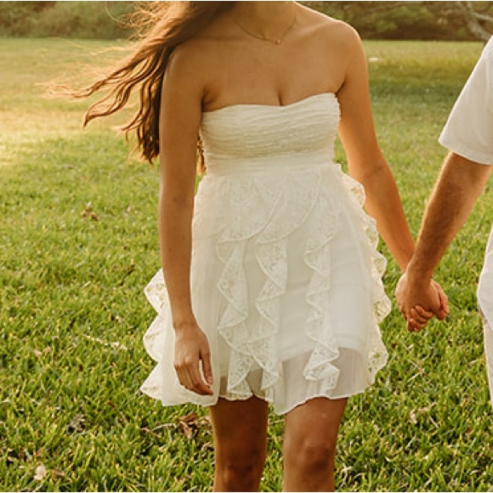 Hailey Logan Strapless Mini Wedding Dress